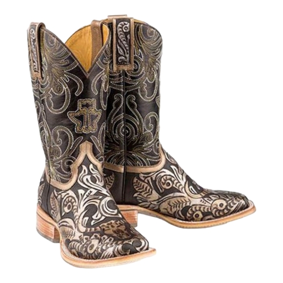 TIN HAUL "Golden Horns" cowgirl western boots square toe "what the fox" sole 7.5 - Picture 3 of 16